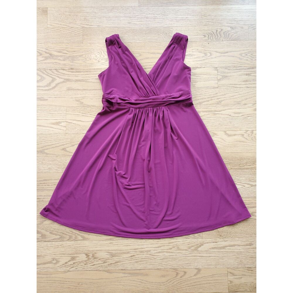 David's Bridal Womens 14 Dress Empire Waist Y2K Purple Fuchsia Cocktail Wedding